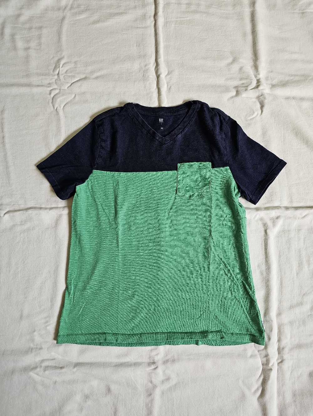 GAP Boys Navy and Green V-Neck Pocket Tee